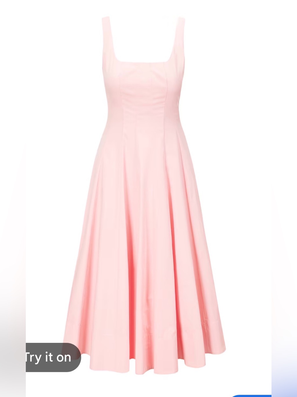 Nwt Staud Wells Dress Pink Cotton Poplin Midi Fit & Flare Size 4